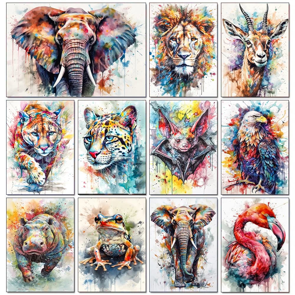 Pittura diamante fai da te Nuova collezione Animale della giungla Leone Elefante Punto croce Trapano completo Ricamo Immagine artistica di strass