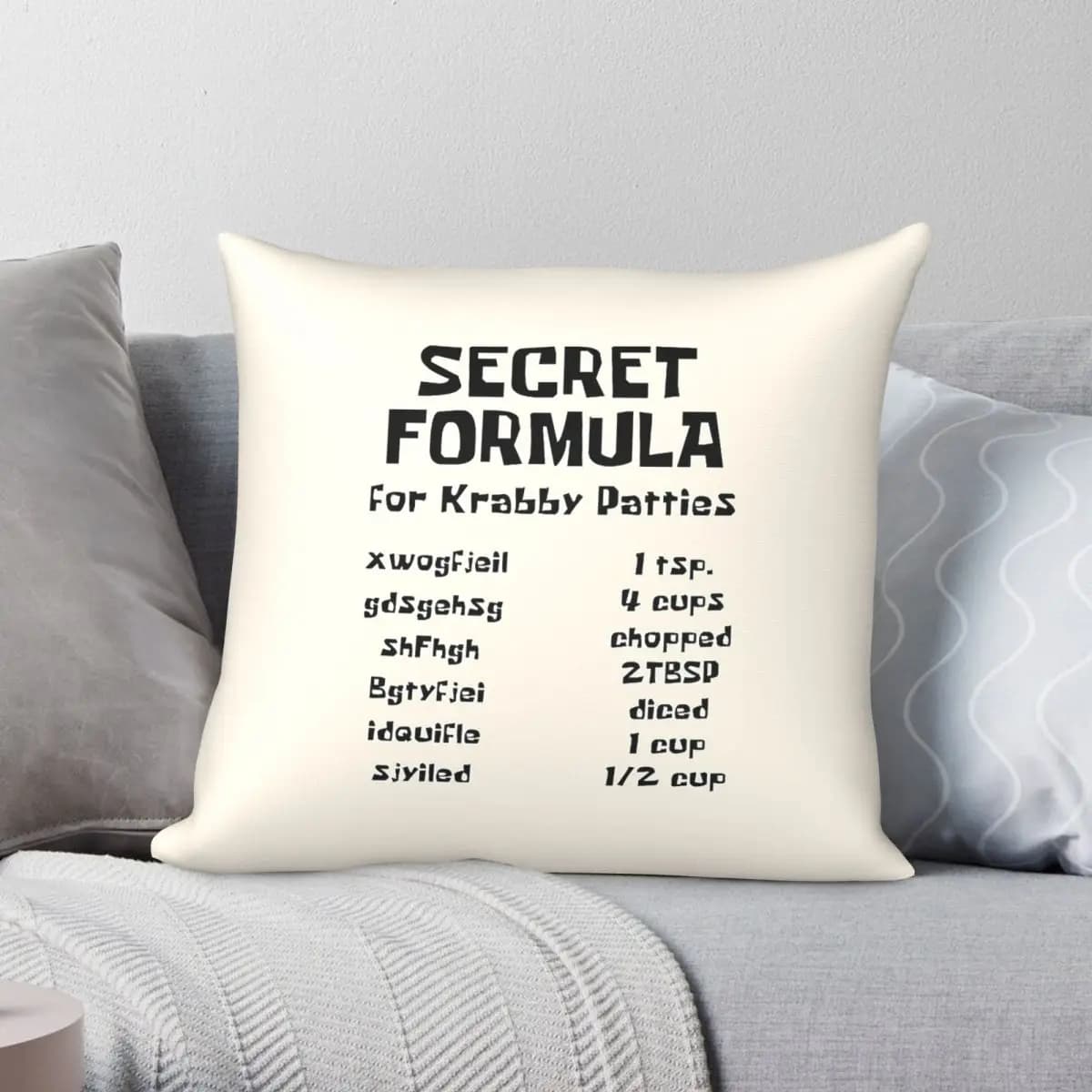 Secret Formula Krabby Patty Pillowcase Polyester Linen Velvet Creative Zip Decor Throw Pillow Case Sofa Cushion Cover