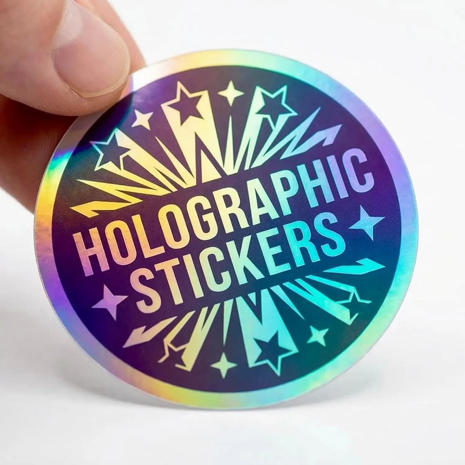 Custom Holographic Stickers Personalized Choose Your Text Content Font Color Background Shape Durable Waterproof Decals for Logo