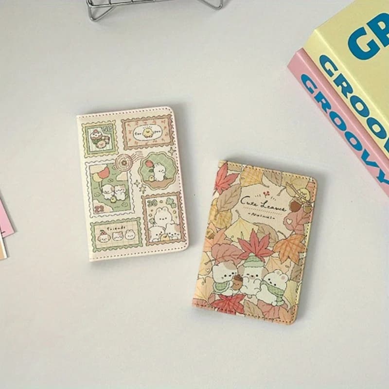 Porta passaporto con coniglio cartone animato 1 pezzo Portafoglio con morsetto per carte multifunzione in pelle PU Copertina per passaporto leggera da viaggio all'aperto