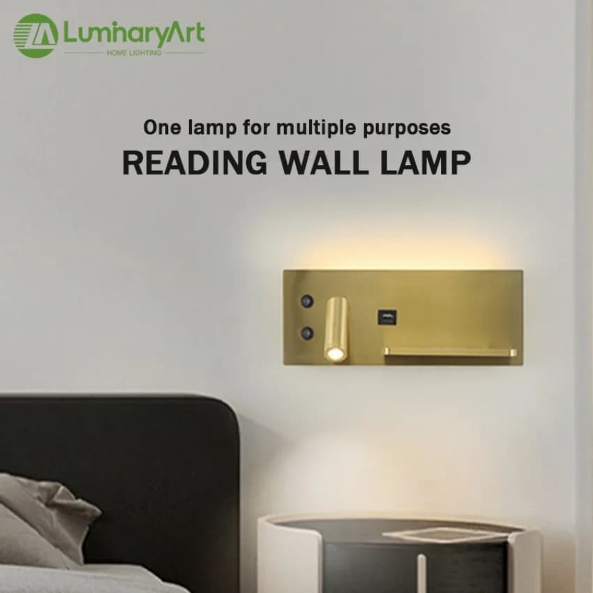 Lampada da parete moderna a LED con caricatore wireless Luce notturna semplice e creativa con interfaccia USB adatta per lo studio della camera da letto del soggiorno