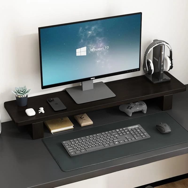Elegant Bamboo Wood Desktop Stand Riser Platform for Laptops And Monitors Wood Base Pad Home Furniture Organizer
