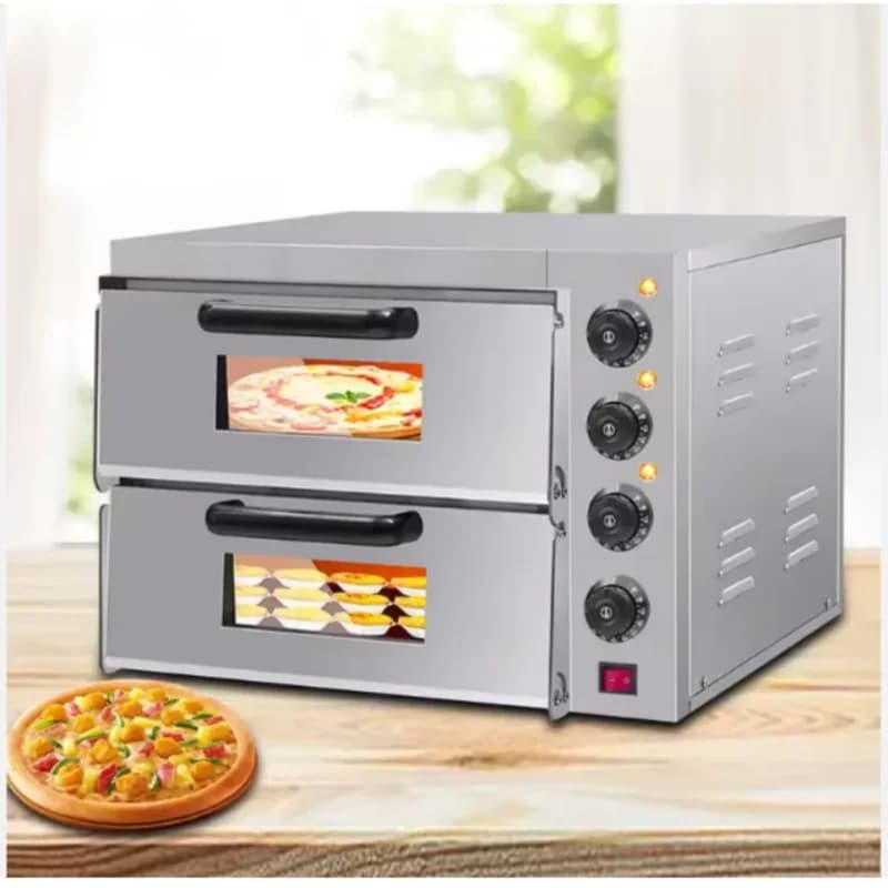 Forno per Pizza Commerciale a 2 Piani con Pietra Refrattaria, Modello Elettrico da Banco per Cucina Professionale