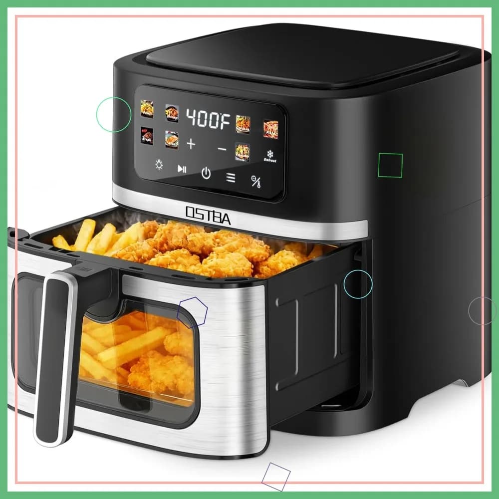 Friggitrice ad Aria da 8,5QT con Finestra Visibile, Cottura Rapida 1700W, Touchscreen Digitale, 8 Programmi Preimpostati, Lavabile in Lavastoviglie