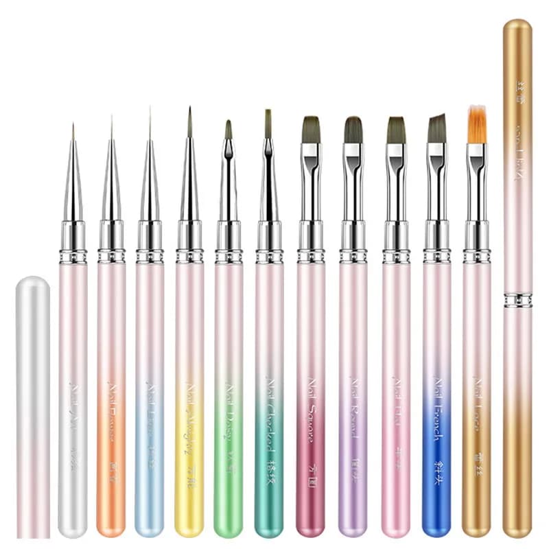 11 Stili di Penne per Nail Art con Manico in Metallo Sfumato, Penna Colorante, Penna per Terapia Luminosa, Penna Halo, Penna per Disegno Unghie, Penna a Fiore