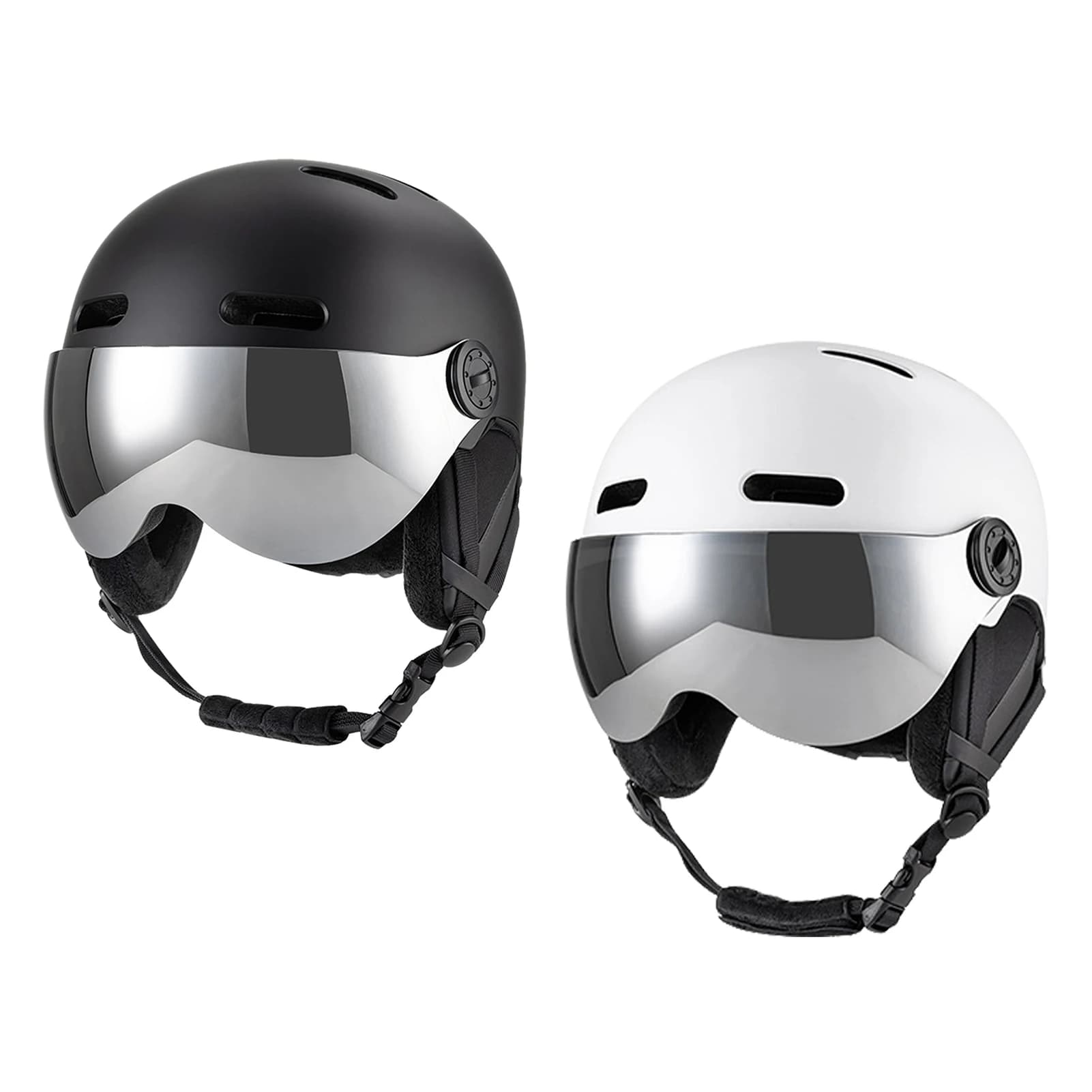 Tomshoo Casco da sci con occhiali EPS Liner Casco da snowboard Fodera rimovibile Cuscinetti auricolari Casco sportivo invernale Visiera staccabile 12 prese d'aria