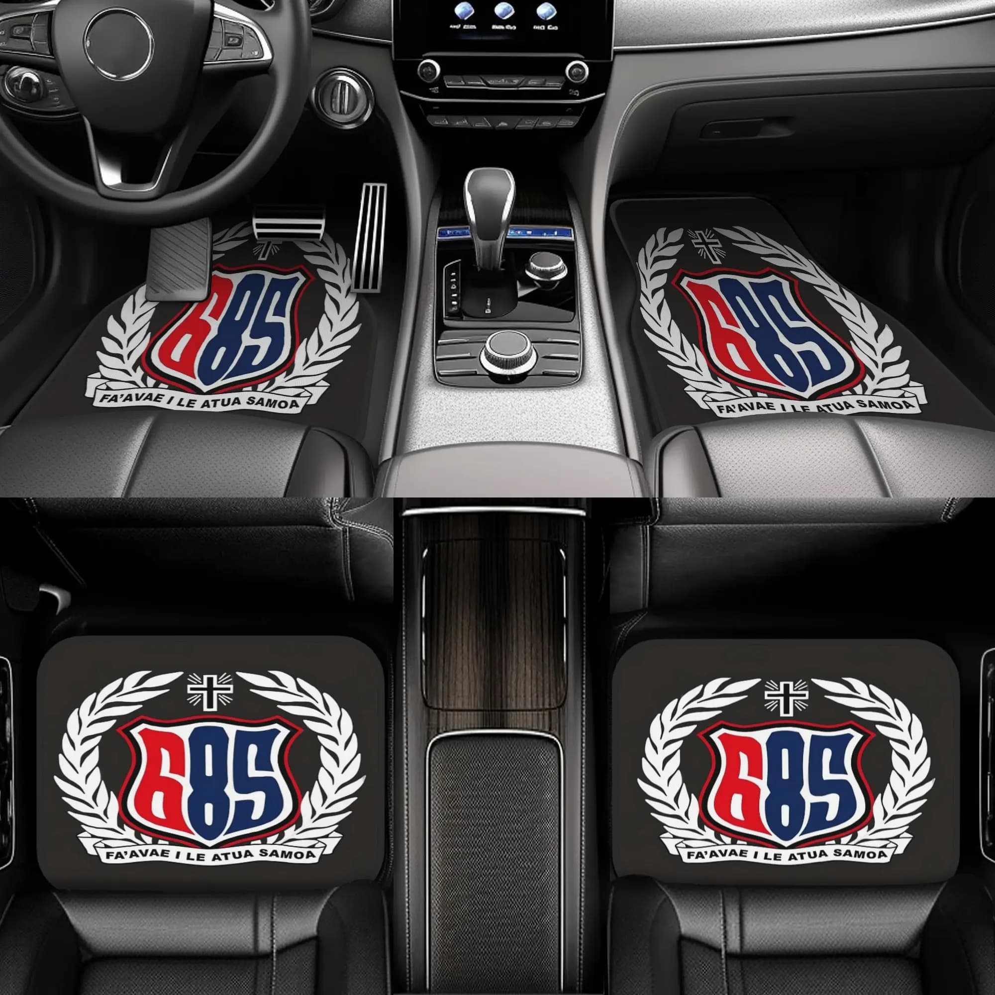 4pcs Car Floor Mats Feature An Exquisite Design With A Themed Set Of Iconic Car Mats For Toa Samoa. Made From Heavy-Duty Polyest