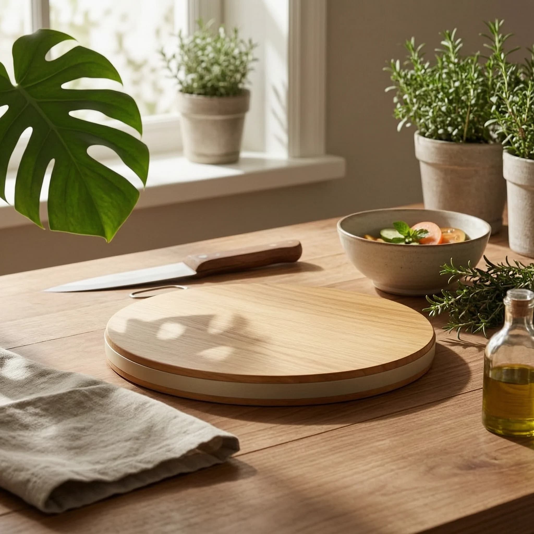 Ironwood Cutting Board Thick Round Cutting Board Butcher Block Sturdy Long-Lasting for Kitchen