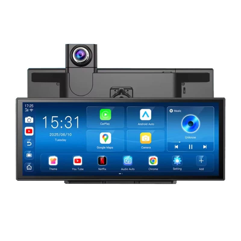 Dashcam 11.4" 4G Android 14 8+128G, 8 Core, CarPlay Wireless and Android Auto, Split Screen, Remote Monitoring, DVR for Auto
