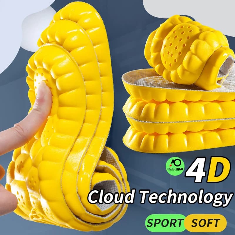 Solette sportive 4D per scarpe Suola in PU Morbido e traspirante Cuscino per assorbimento degli urti Solette ortopediche per la cura dei piedi
