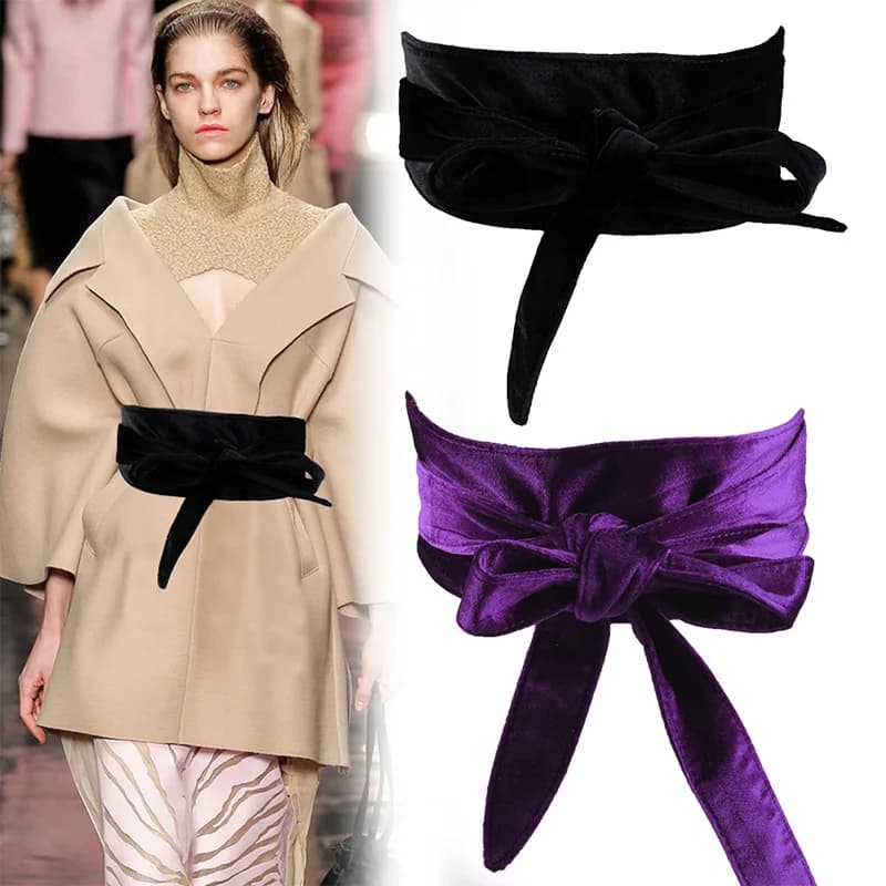 Women Lace Up Flannel Belt New Bowknot Belts Longer Wide Bind Waistband Ties Bow Ladies Dress Decoration