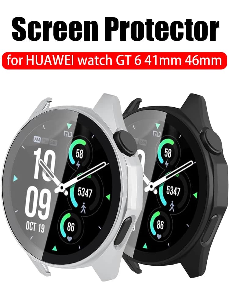 Custodia per Huawei Watch GT 6 41mm 46mm Smartwatch PC Paraurti Shell + Protezione schermo anticaduta in vetro temperato HUAWEI WATCH GT6 Cover