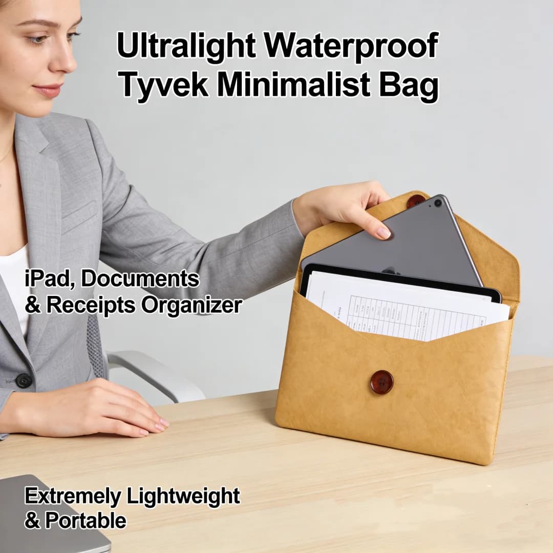 Borsa Portadocumenti Multitasca, Organizzatore Portatile per Documenti, Cartella in Carta Tyvek, Portadocumenti Impermeabile