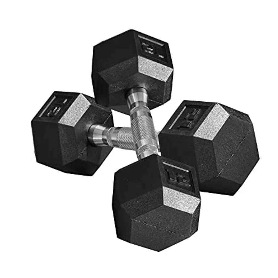 Set di manubri in gomma da 40 libbre/45 libbre/50 libbre con impugnature antiscivolo per allenamento a casa, pesi fitness antirotolamento neri per donna