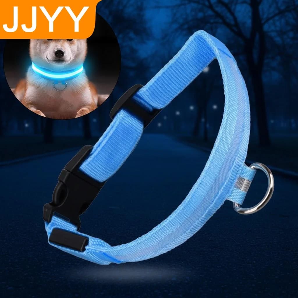 Collare per cani in nylon riflettente con LED, collari luminosi per cani per passeggiate notturne, campeggio, articoli per animali domestici