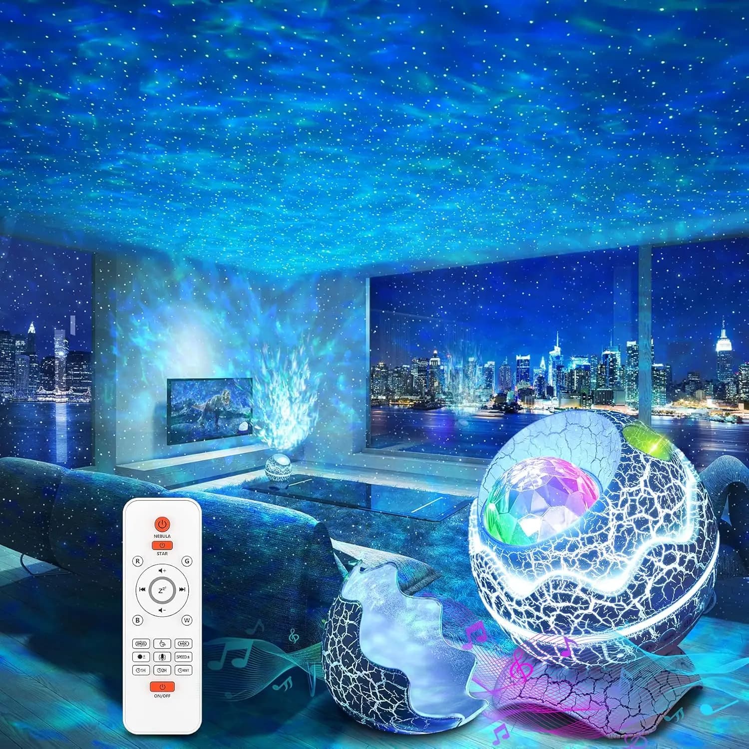 Proiettore Galaxy con altoparlante Bluetooth, rumore bianco e timer - Luce notturna stellata per decorazioni e regali della camera da letto