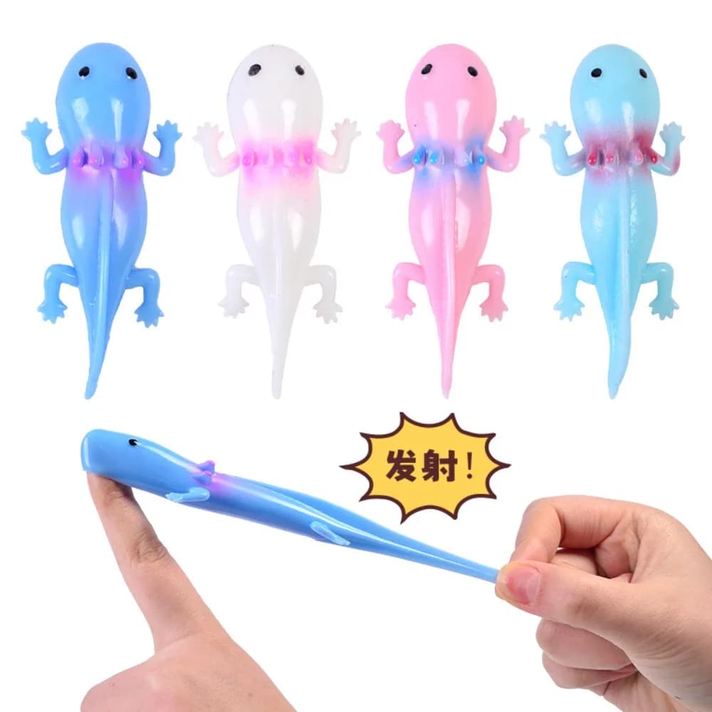 2 Pezzi Giocattolo Creativo Salamandra Lanciabile a Dito Giocattolo da parete appiccicoso in TPR per le dita. Divertente Gioco Educativo Antistress con Freccette Manuali