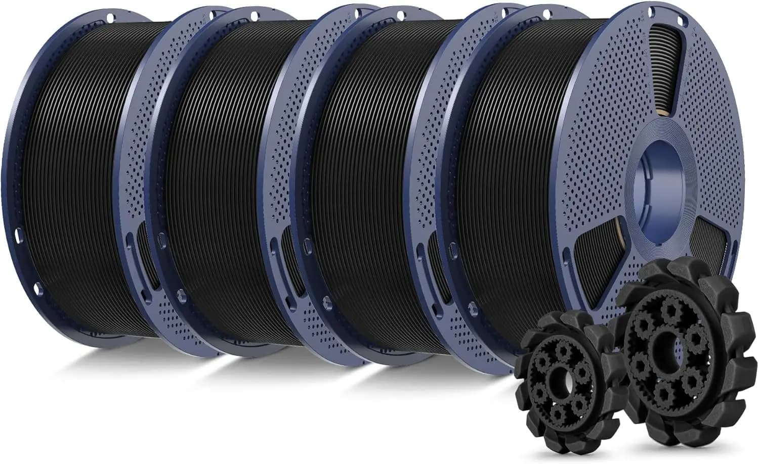 Filamento PLA+ 2.0 per Stampante 3D, Confezione da 4KG, 1.75mm, Più Resistente, Più Forte, Precisione Dimensionale +/-0.02mm, 4 Bobine, Nero