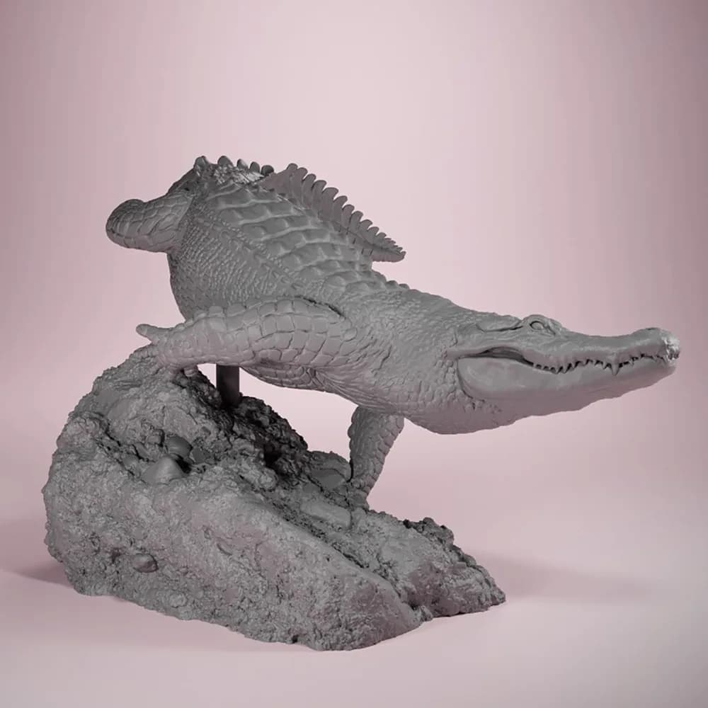 American Crocodile Swimming Posture 3D Printed Decorative Painting Blank Figurines Miniatures Decoration Crafts Gifts