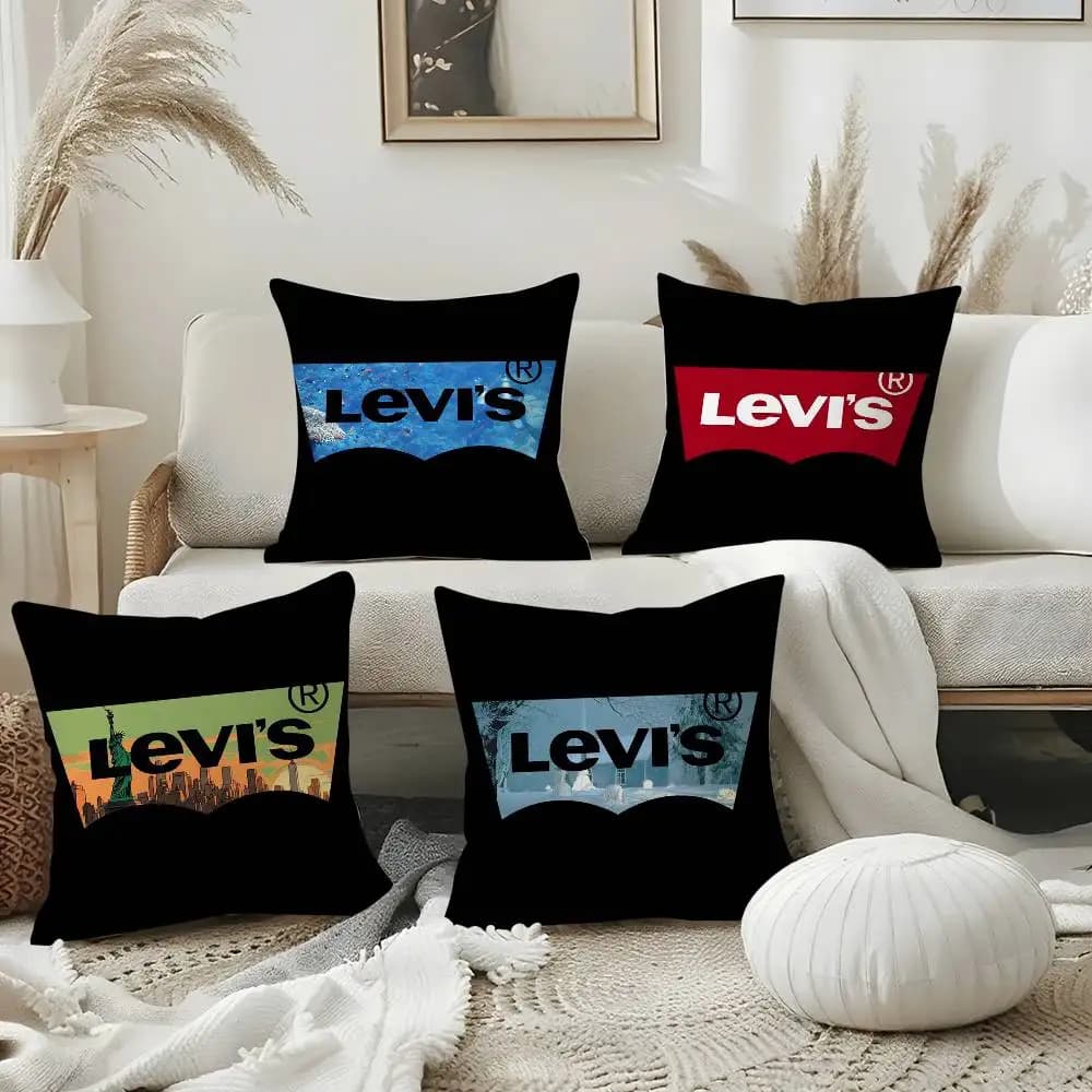 Brand Pillow Case Luxury L-LEVisS Sofa Short Plush Double-sided HD Printing Room Home Office Gift Cushion Cover