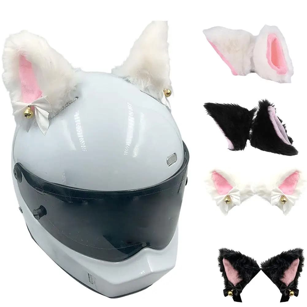 1 pair of decorations for motorcycle helmet, creative, cute, leather, with cat ears, cute decorations, helmet accessories, suitable for electric bike with ski rudder