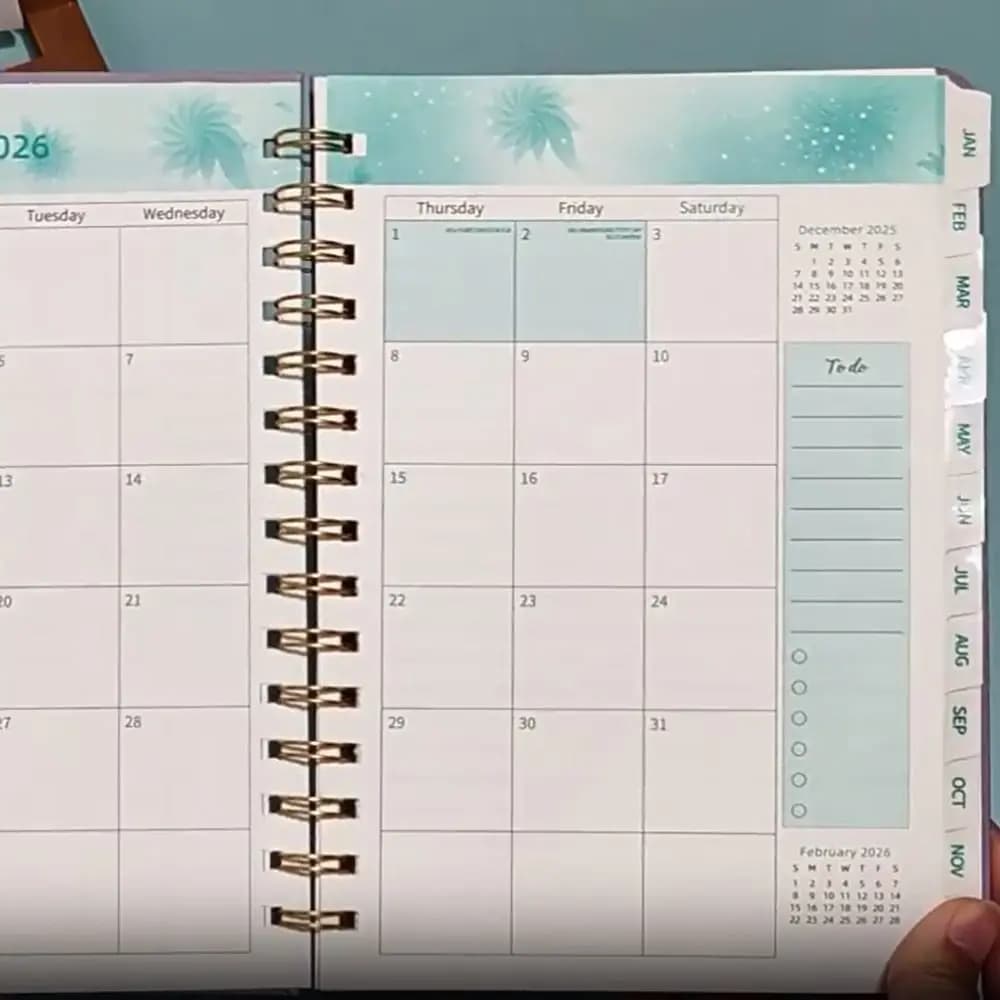 A5 2026 Agenda mensile settimanale Calendario con copertina in pelle PU Agenda giornaliera Blocco note con cinturino Record giornaliero per notebook con riempimento automatico
