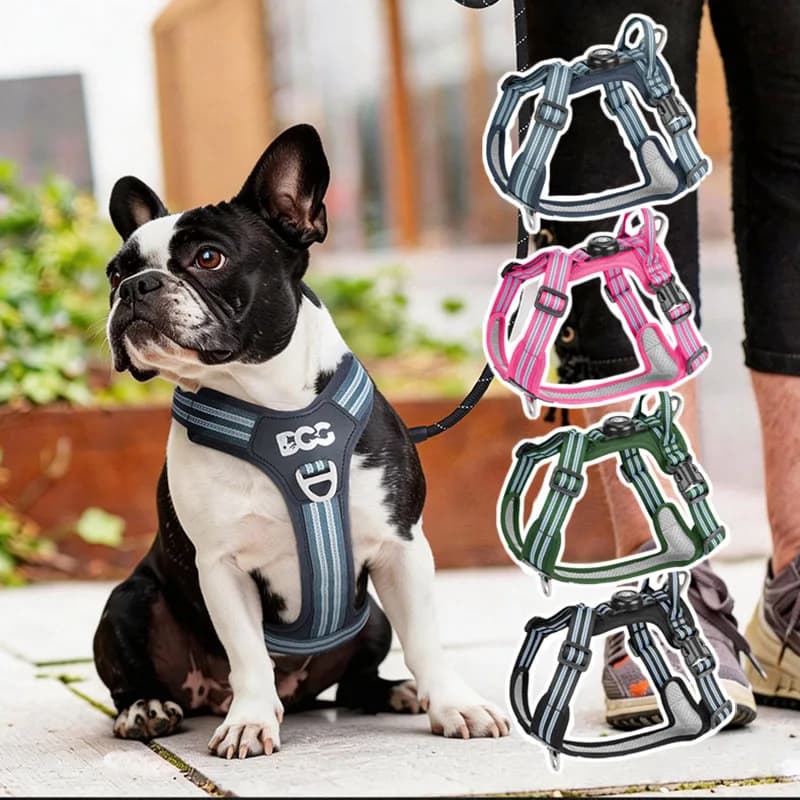 Reflective Strip Dog Harness Built-in Waterproof AirTag Holder Pet Vest Harness For Medium Large Dogs Outdoor Training Walking