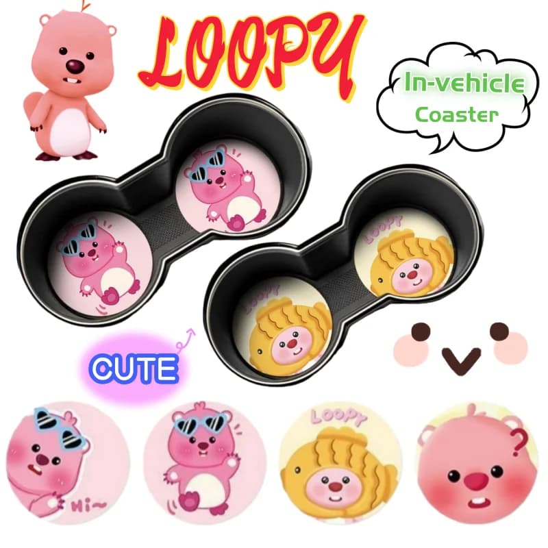 Loopy Creative Cartoon Car Coaster for Boys and Girls Car Interior Decoration High-Value Non-Slip Storage Mat Gift Wholesale