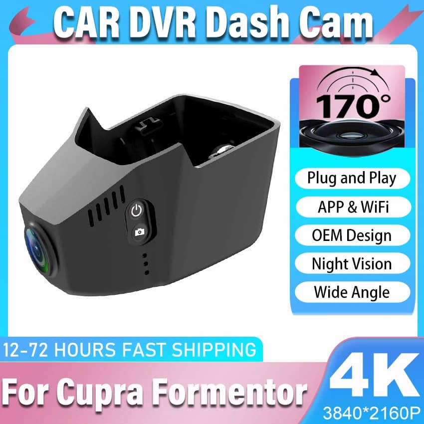 4K Wifi 3840*2160 DVR for Car Dash Cam for Cupra Formentor 2020-2025 Plug And Play Dashcam Easy Installation