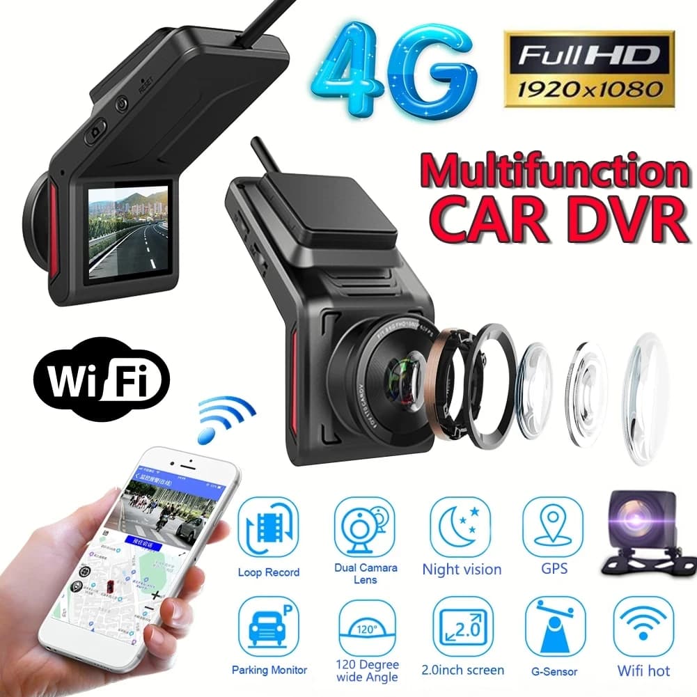 K18 4G Camera 2 lenses DVR for cars DashCam Wifi GPS fleet management Auto Black Box Room Parking Night vision Dash Cam
