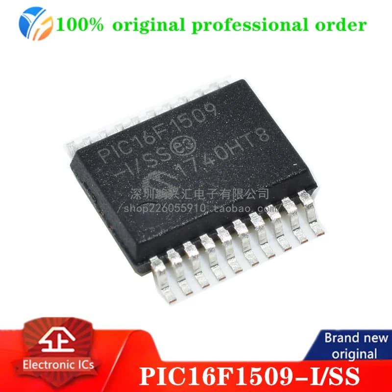PIC16F1509-I/SS MCU 8-bit PIC RISC 14KB Flash 2.5V/3.3V/5V Automotive 20-Pin SSOP Tube 100% Originale