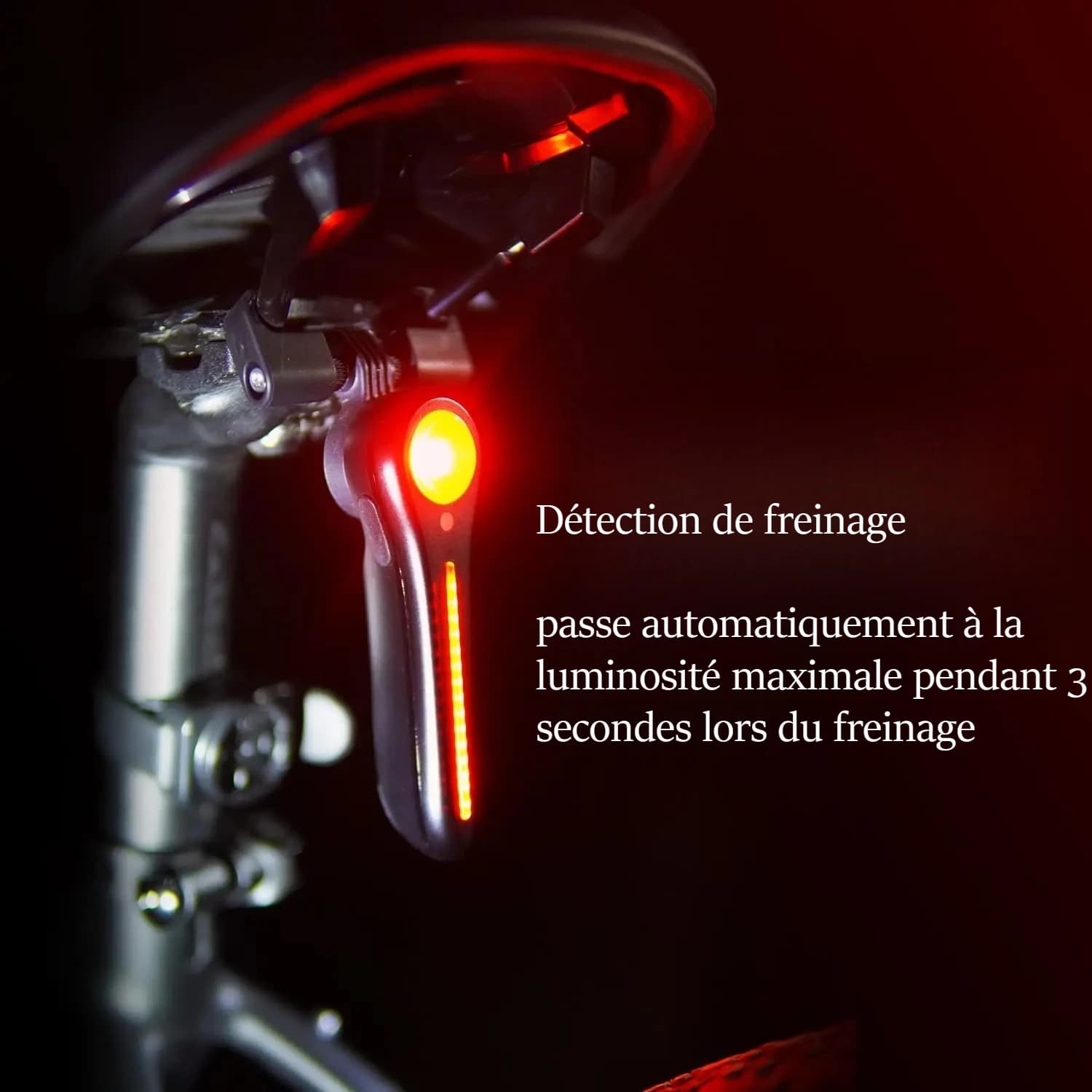 Movement Sensing Rear Tail Light Type C Rechargeable For Bike Seatpost Night Cycling Safety