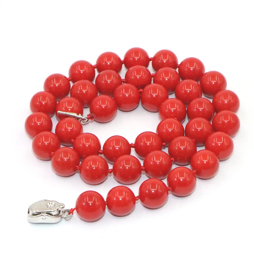 Conchiglia marina naturale imitazione perla collana di corallo rosso donna in collane girocollo gioielli Unisex da uomo perline da 10mm in 4 colori
