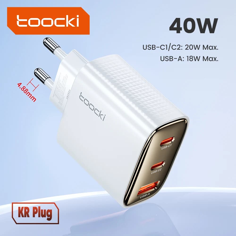 Toocki 40W GaN Caricatore USB C Ricarica rapida QC 4.0 USB C Tipo C Caricatore USB veloce per iPhone 15 14 13 12 Pro MacBook Samsung S23