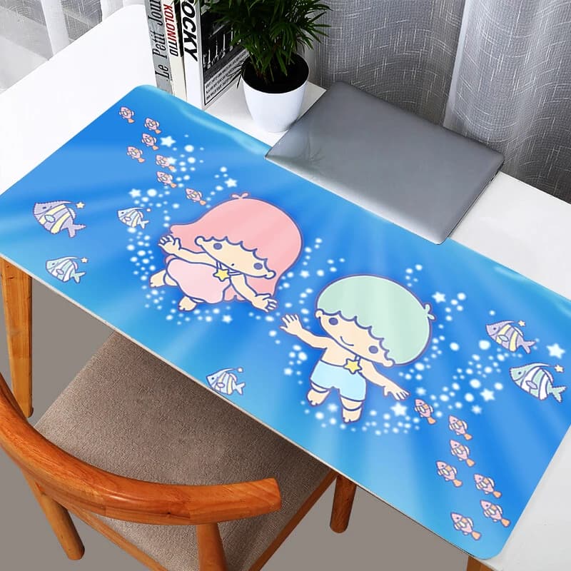 Tappetini per mouse da gioco Little Twin Stars, resistenti, con design anime, tappetino per computer, tappetino da scrivania, tappeto grande per PC, accessori per tastiera da gamer, tappetino da tavolo