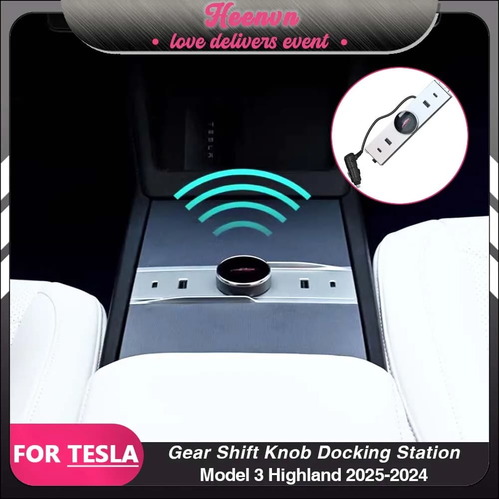 Display LCD Gear Shift per Tesla Model 3 Highland 2024 Docking station multifunzionale con ricarica rapida USB di tipo C
