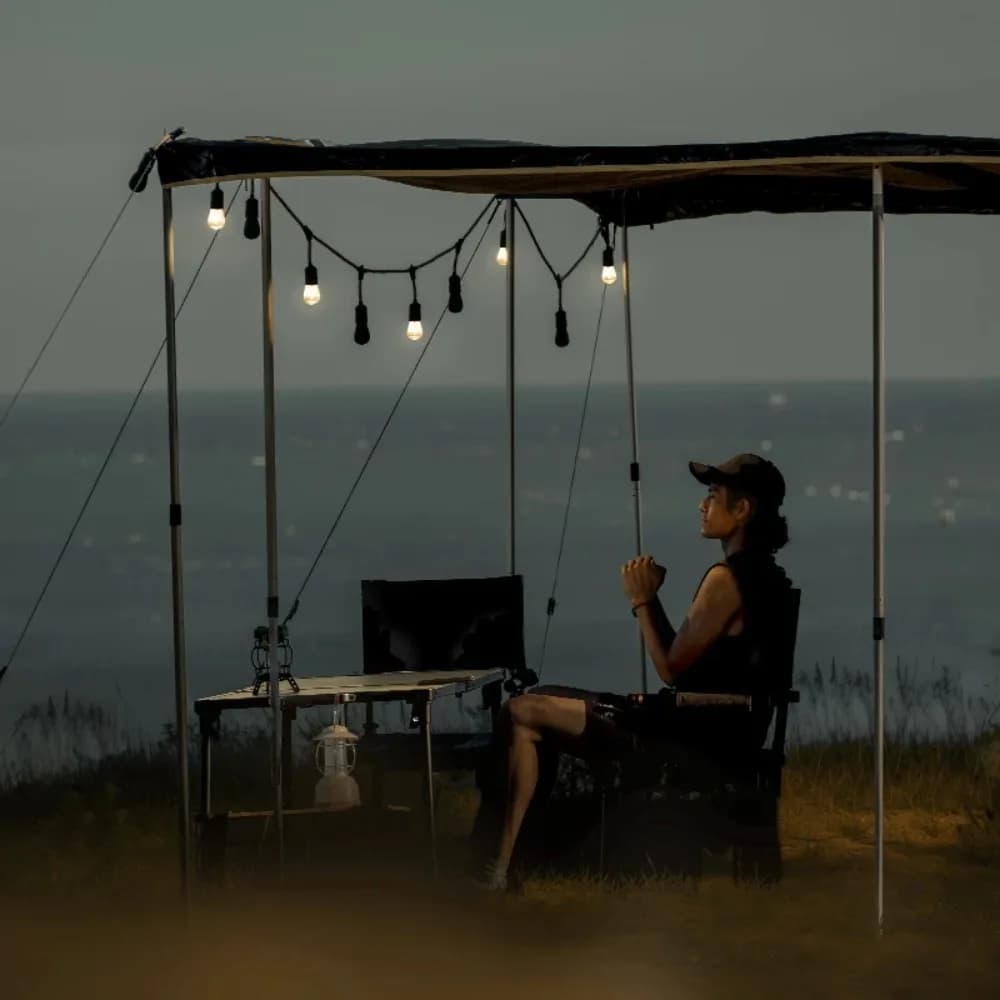 Wild Land S14 Altoparlante Bluetooth con Luci a Corda 5M, Luci per Feste all'Aperto con Lampadine Sincronizzabili e Design in Corda di Canapa