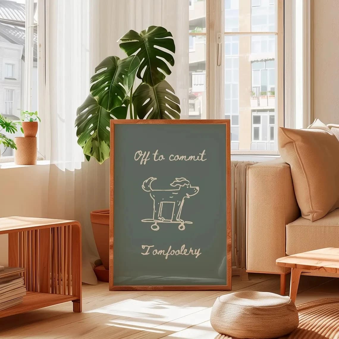 Retro Off To Commit Tomfoolery Dog Wall Art Prints Canvas Painting Poster Picture For Living Room Bedroom Home Decor Gift
