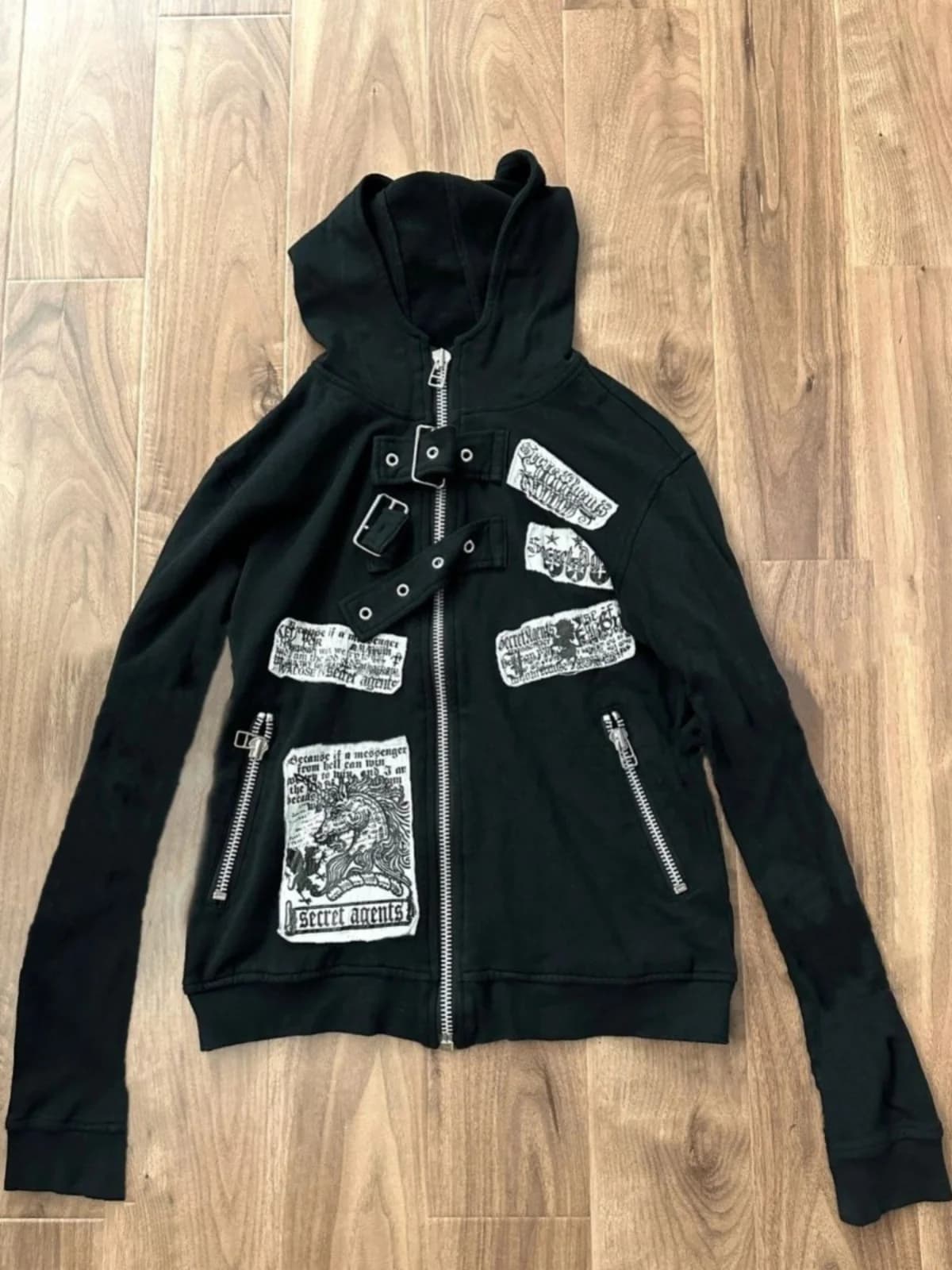 Felpa con Cappuccio Stile Punk Rock a Tema Dark, con Zip e Maniche Lunghe, Abbigliamento Donna Cool e Originale, Stile Harajuku