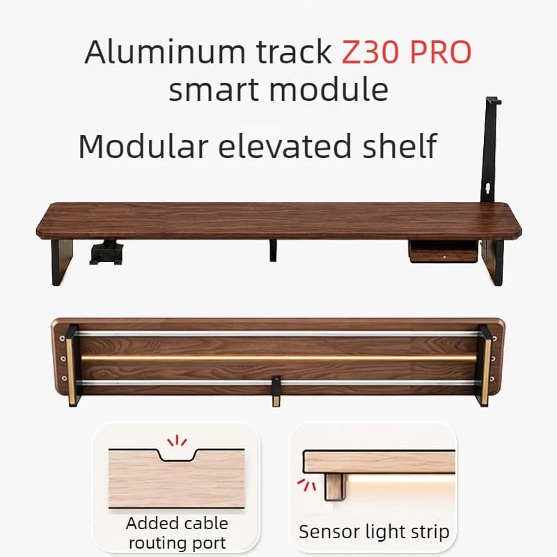 Black Walnut Z30 Pro Induction Light Strip Height Stand Computer Sliding Rail Type Monitor Rise Shelves Elevated Modular Display