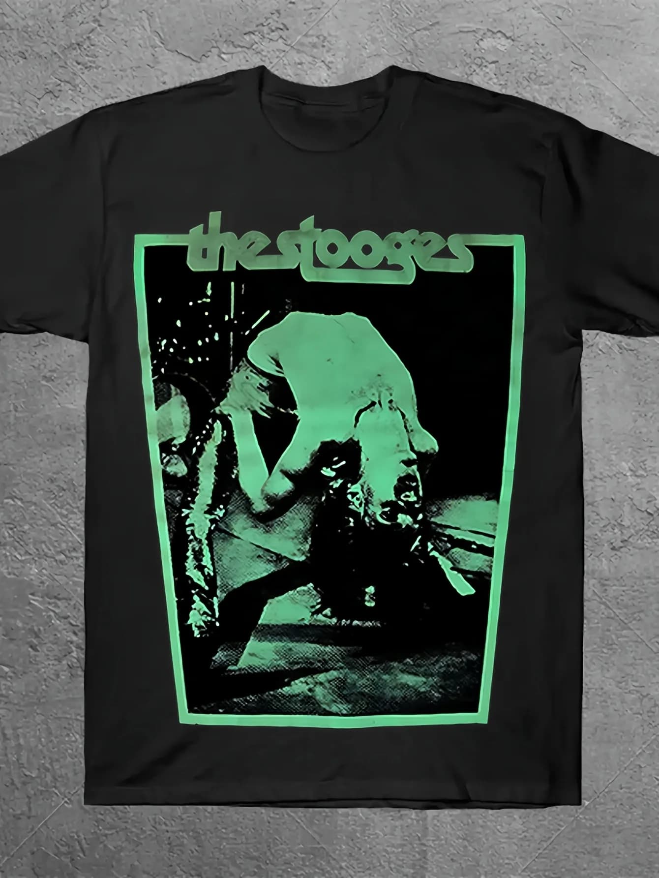 T-shirt The Stooges Iggy Pop Black Green Band, T-shirt in cotone vintage da uomo con stampa punk rock vintage, regalo per le vacanze