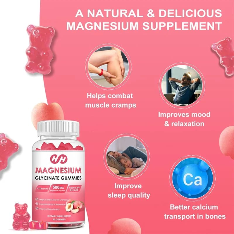 Magnesium Rubber with Glycine - Magnesium Complex Integrator with Potassium, Vitamin D, B6 Sugar-free, 60 Rubbers at Magnesium with Taste Fishing