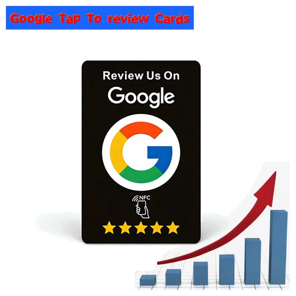 Carta NFC Nera con Funzione 'Recensisci Noi su Google' Pronta per l'Attivazione Istantanea, Incrementa le Recensioni Aziendali, Carta NFC per Recensioni Google