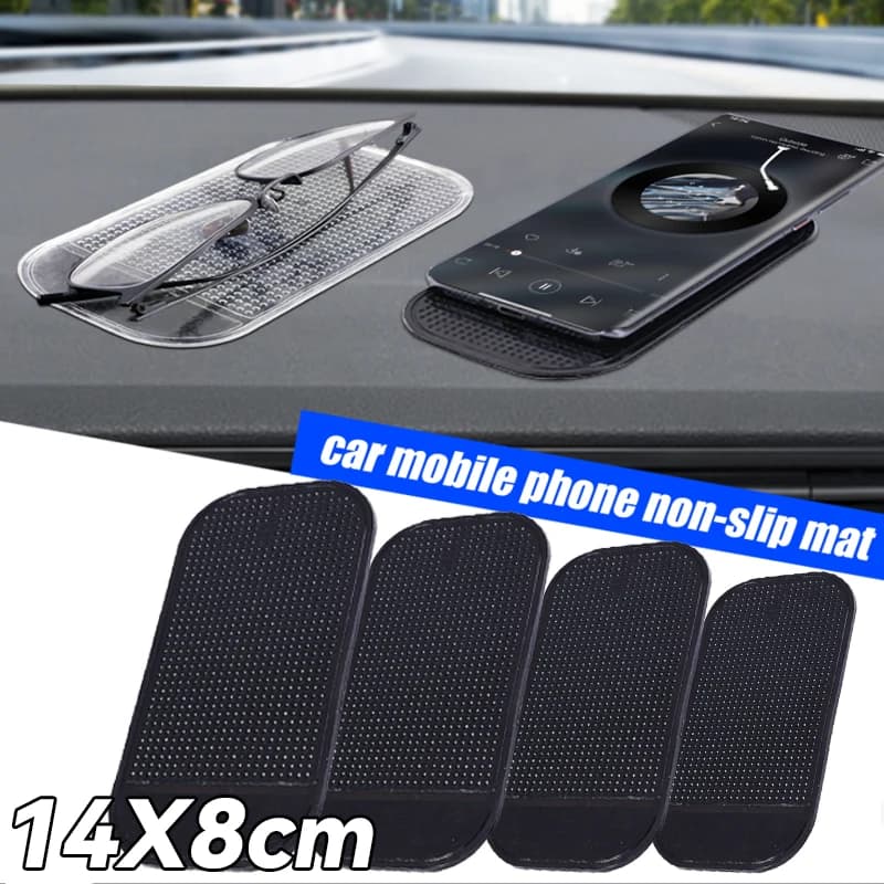 Tappetino antiscivolo per auto con base per supporto per telefono in velcro Tappetino antiscivolo in silicone nero Adesivo per cruscotto Supporto per cruscotto in velcro