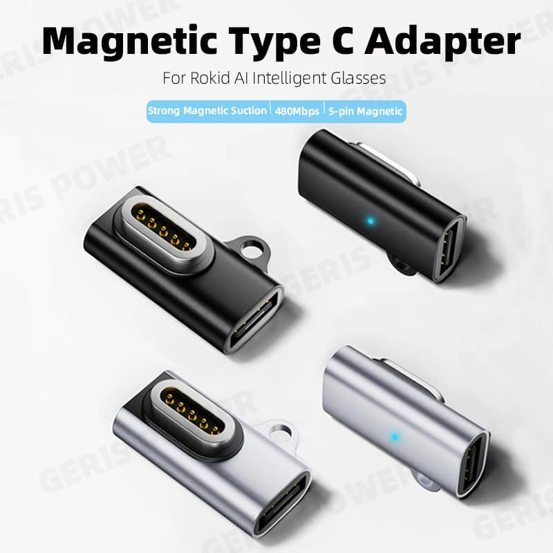 Magnetic USB C Charging Adapter for Rokid AI Intelligent Glasses Type C Converter 480Mbps Data Transmission Cable Adapter