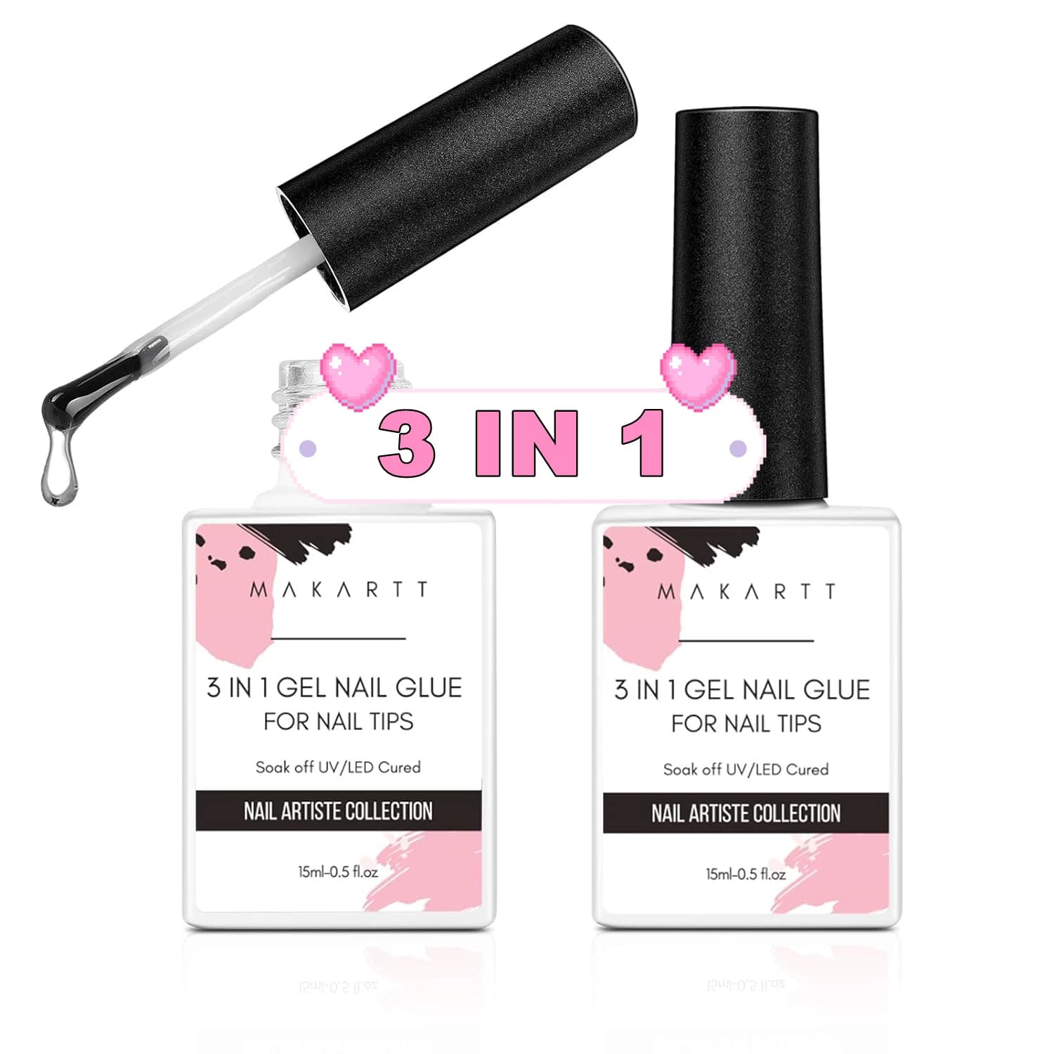Makartt nail glue acrylic nail gel nail gel 3 in 1 super durable brush on UV nail glue Long life for fake nails Presses on nails
