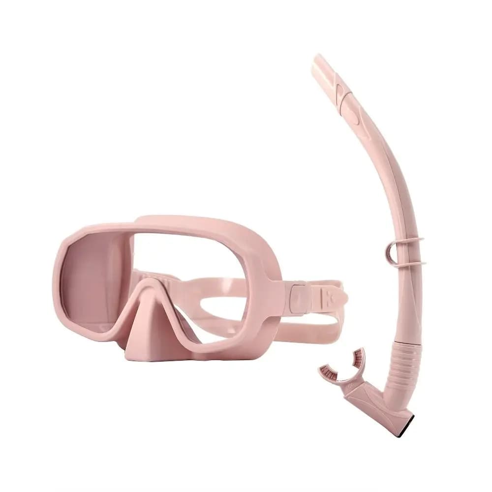 Adjustable Frameless Diving Mask Comfort Fit Leakproof Tempered Glass Swim Goggles Anti-Fog Soft Silicone Wet Snorkel Set Diving