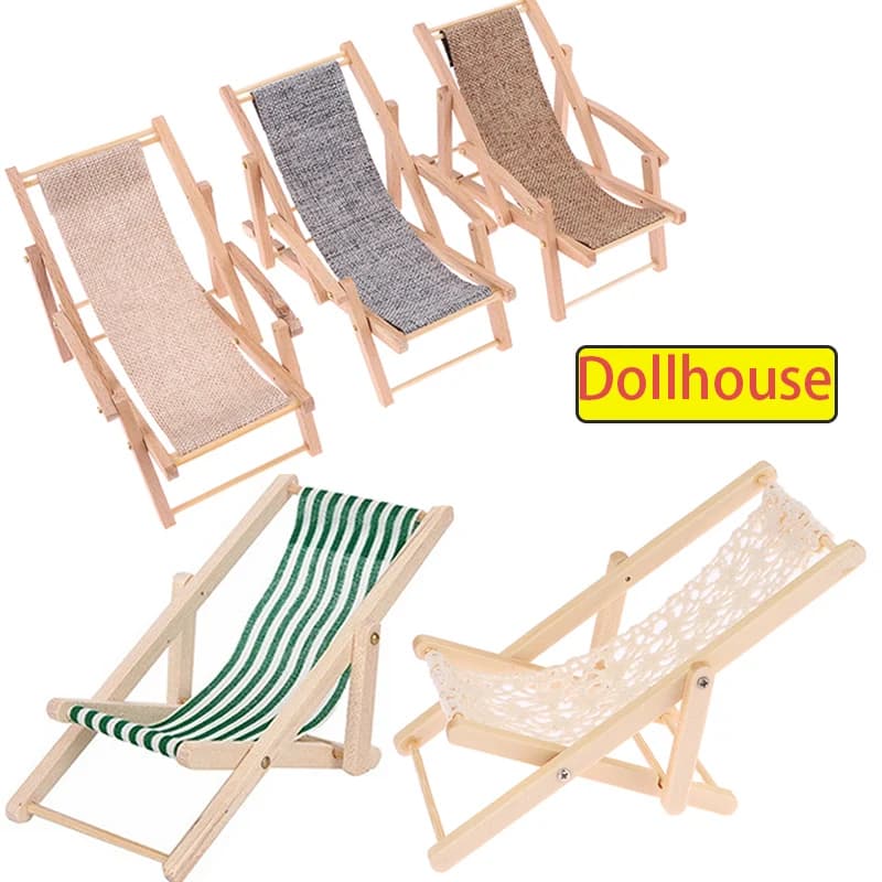 1Pc 1/12 Casa delle bambole Sedia a sdraio pieghevole Casa delle bambole Lounge Sedia da spiaggia Modello Casa delle bambole Mini Accessori per mobili