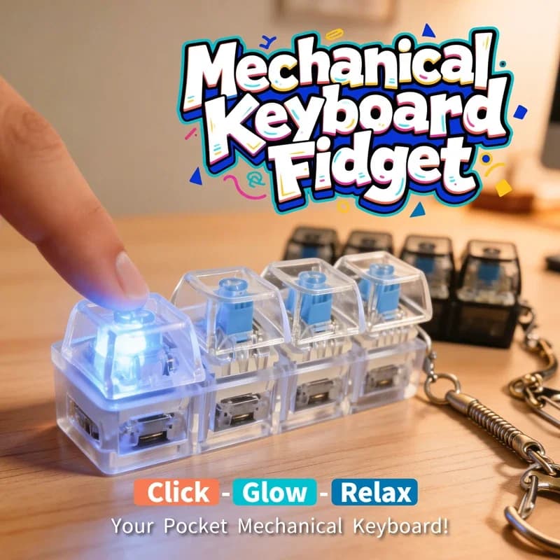 Portachiavi con Tastiera Meccanica LED a 4 Tasti, Giocattolo Antistress Portatile per Alleviare l'Ansia ed Esercizi per le Dita