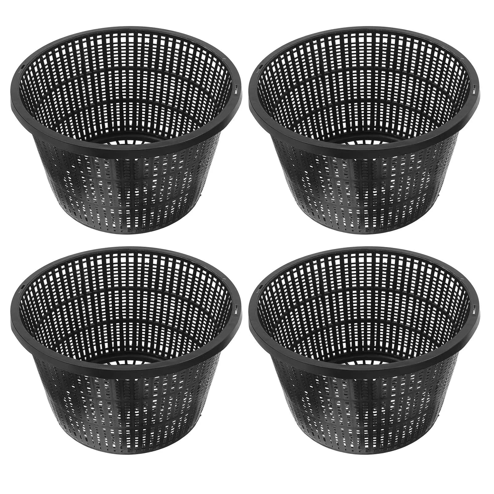 4pcs Hydroponic Net Pots Large Black Mesh Plant Baskets For Water Drainage Planters Grow Holder Starter Cup Flood